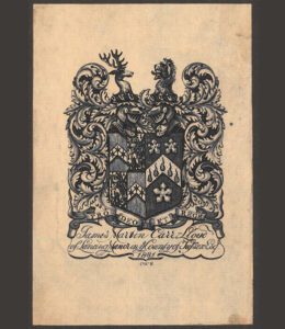 Abb. 2: Charles William Sherborn, Exlibris für James Martin Carr-Lloyd, Stahlstich, 1881 @Zentralinstitut für Kunstgeschichte, Foto:Sonja Nakagawa