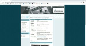 Ein Screenshot aus einem Internetbrowser. Zu sehen ist eine Webseite mit vielen Daten zu einem "Elfenbeindiptychon mit Maria und zwei Engeln".