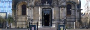 Auschnitt Fassade Eglise Notre-Dame de la Compassion, Paris, 17. Arrondissement, Entwurf von Pierre Fontaine, 1843