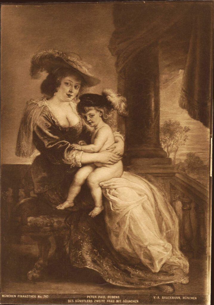 Peter Paul Rubens, Helene Fourment mit ihrem erstgeborenen Sohn Frans, um 1635 (vor der Restaurierung 1922), Bayerische Staatsgemäldesammlungen, München, Alte Pinakothek, Inv. Nr. 315, Pigmentdruck, nach 1895/96, Zentralinstitut für Kunstgeschichte, Photothek, Bildarchiv Bruckmann, München A. P./Nr. 797 (Foto: M. Koscielniak)