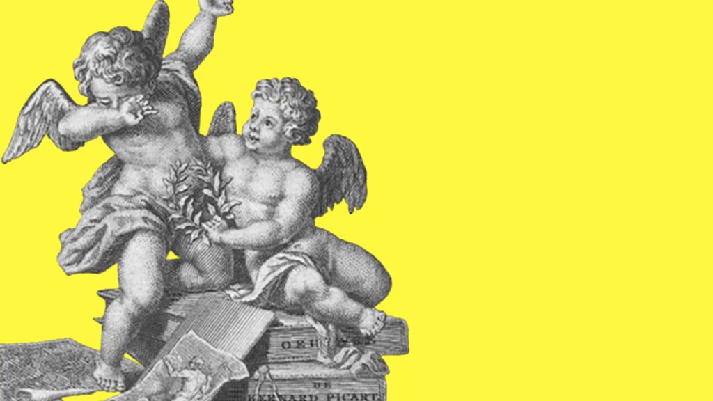 Elf steinerne Figuren stehen vor einem schwarzen Hintergrund. Sie sind zwar alle menschlich, aber alle unterschiedlich groß und gekleidet. Manche von ihnen erinnern an Könige, manche an Bischöfe und andere an Ritter.